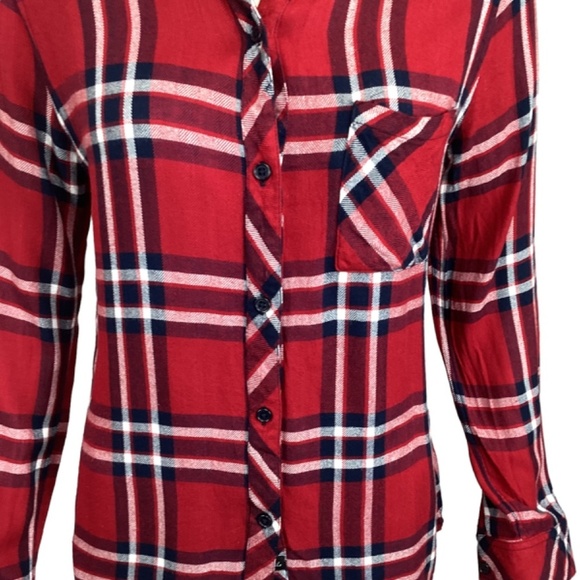 Rails Hunter Carmine Navy white Tatum plaid button up shirt size small - Picture 4 of 12